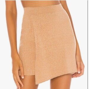 Free People Mod Wrap Ribbed Sweater Skirt Size L Color Carmel Heather